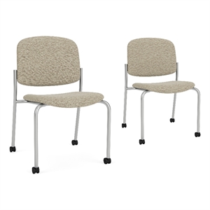 Lesro Vancouver Armless Reception Chair with Casters in Beige (Set of 2)