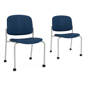 Lesro Vancouver Armless Reception Chair with Casters in Blue (Set of 2)