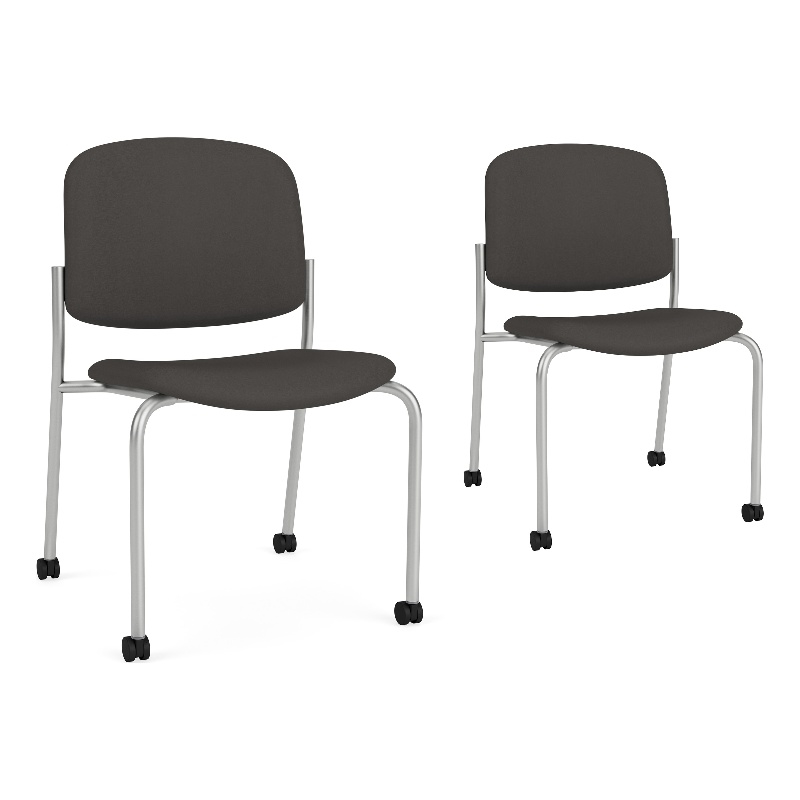 Lesro Vancouver Armless Reception Chair with Caster in Dark Gray (Set of 2)