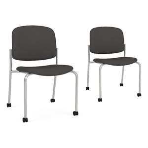 Lesro Vancouver Armless Reception Chair with Caster in Dark Gray (Set of 2)