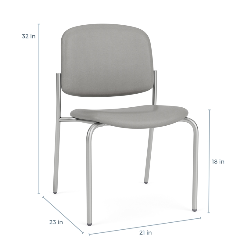 Lesro Vancouver Armless Reception Chair with Casters in Gray (Set of 2)