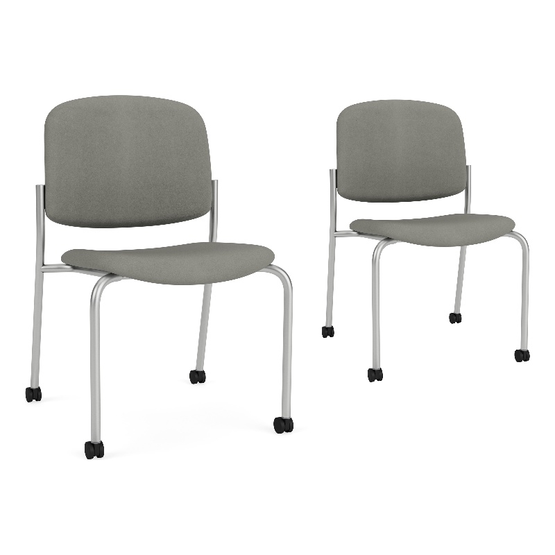 Lesro Vancouver Armless Reception Chair with Casters in Gray (Set of 2)