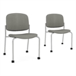Lesro Vancouver Armless Reception Chair with Casters in Gray (Set of 2)