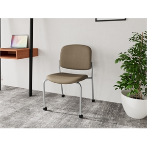 Lesro Vancouver Armless Reception Chair with Casters in Brown (Set of 2)