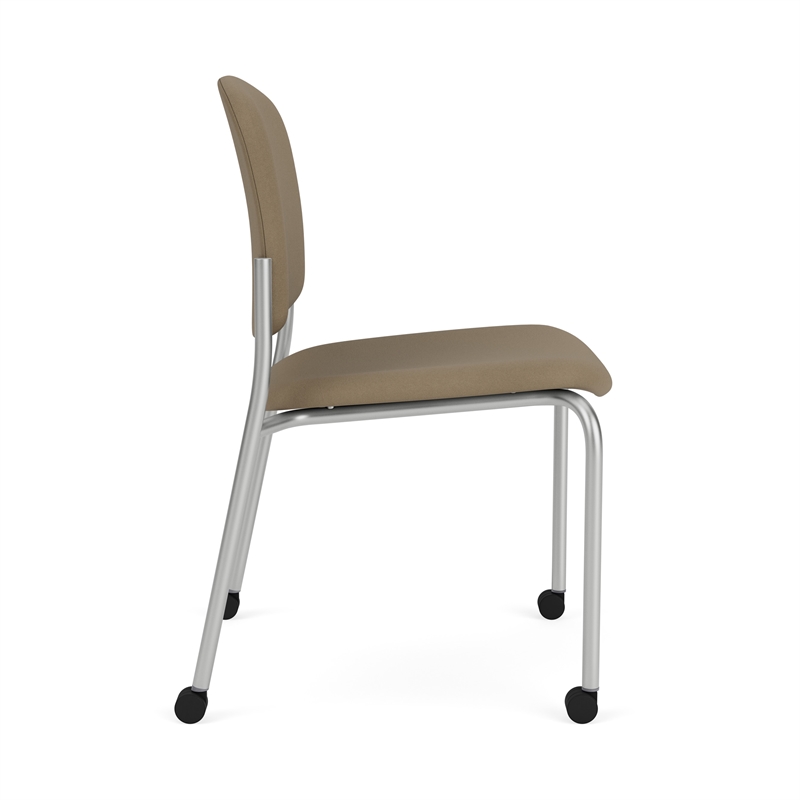 Lesro Vancouver Armless Reception Chair with Casters in Brown (Set of 2)