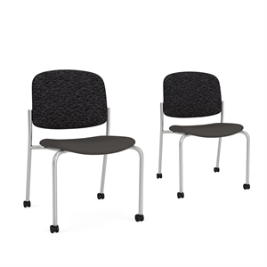 Lesro Vancouver Armless Reception Chair with Caster in Dark Gray (Set of 2)