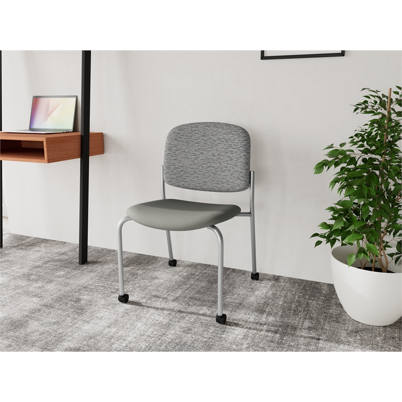 Lesro Vancouver Armless Reception Chair with Casters in Gray (Set of 2)