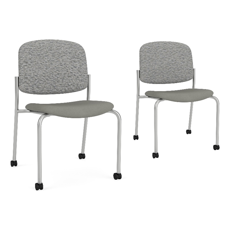 Lesro Vancouver Armless Reception Chair with Casters in Gray (Set of 2)