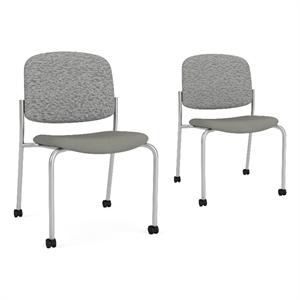 Lesro Vancouver Armless Reception Chair with Casters in Gray (Set of 2)
