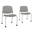 Lesro Vancouver Armless Reception Chair with Casters in Gray (Set of 2)
