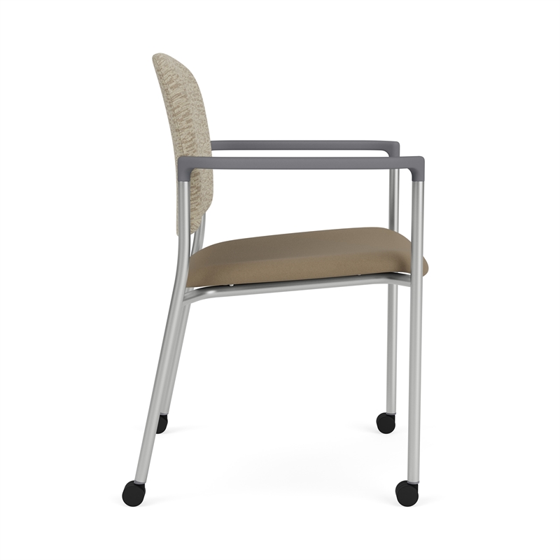 Lesro Vancouver Upholstered Reception Chair with Caster in Brown (Set of 2)