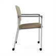 Lesro Vancouver Upholstered Reception Chair with Caster in Brown (Set of 2)