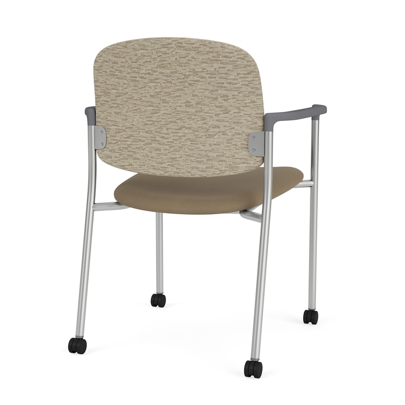 Lesro Vancouver Upholstered Reception Chair with Caster in Brown (Set of 2)