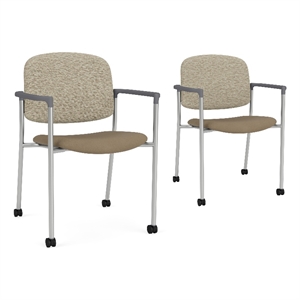 Lesro Vancouver Upholstered Reception Chair with Caster in Brown (Set of 2)