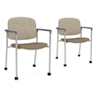 Lesro Vancouver Upholstered Reception Chair with Caster in Brown (Set of 2)