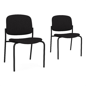 Lesro Vancouver Armless Upholstered Reception Chair in Black (Set of 2)
