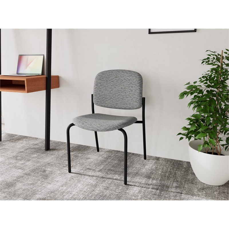 Lesro Vancouver Armless Upholstered Reception Chair in Gray (Set of 2)