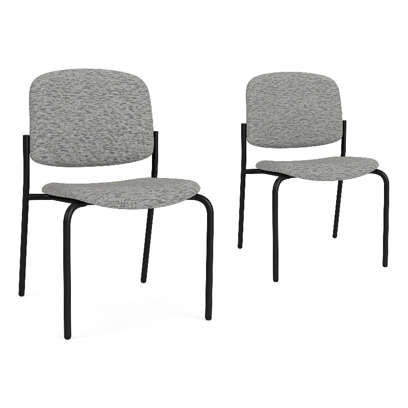 Lesro Vancouver Armless Upholstered Reception Chair in Gray (Set of 2)