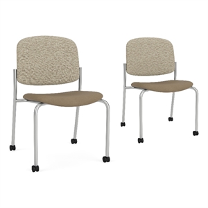 Lesro Vancouver Armless Reception Chair with Casters in Brown (Set of 2)