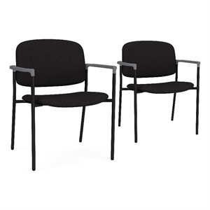 Lesro Vancouver Wide Upholstered Reception Guest Chair in Black (Set of 2)