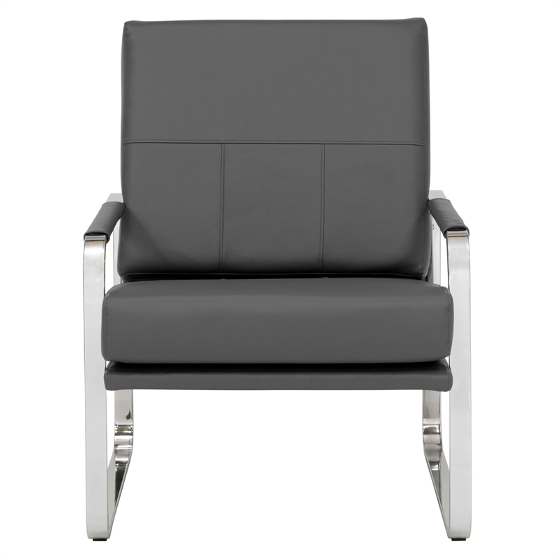 Studio Designs Home Allure Blended Leather Accent Arm Chair in Smoke Gray