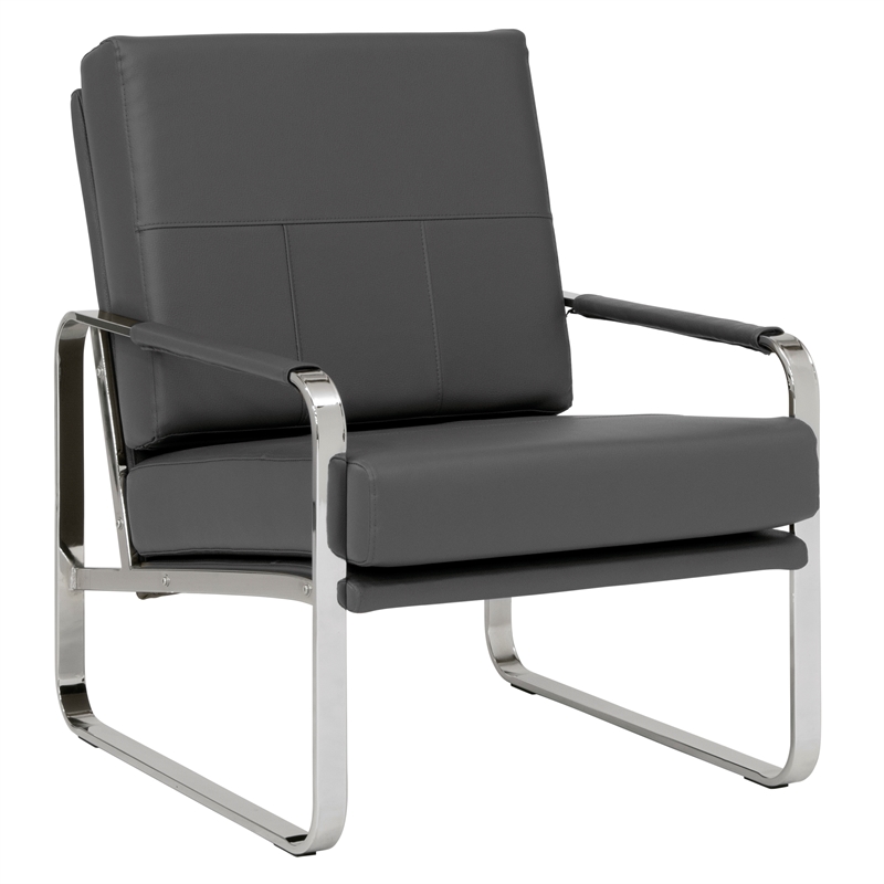 Studio Designs Home Allure Blended Leather Accent Arm Chair in Smoke Gray