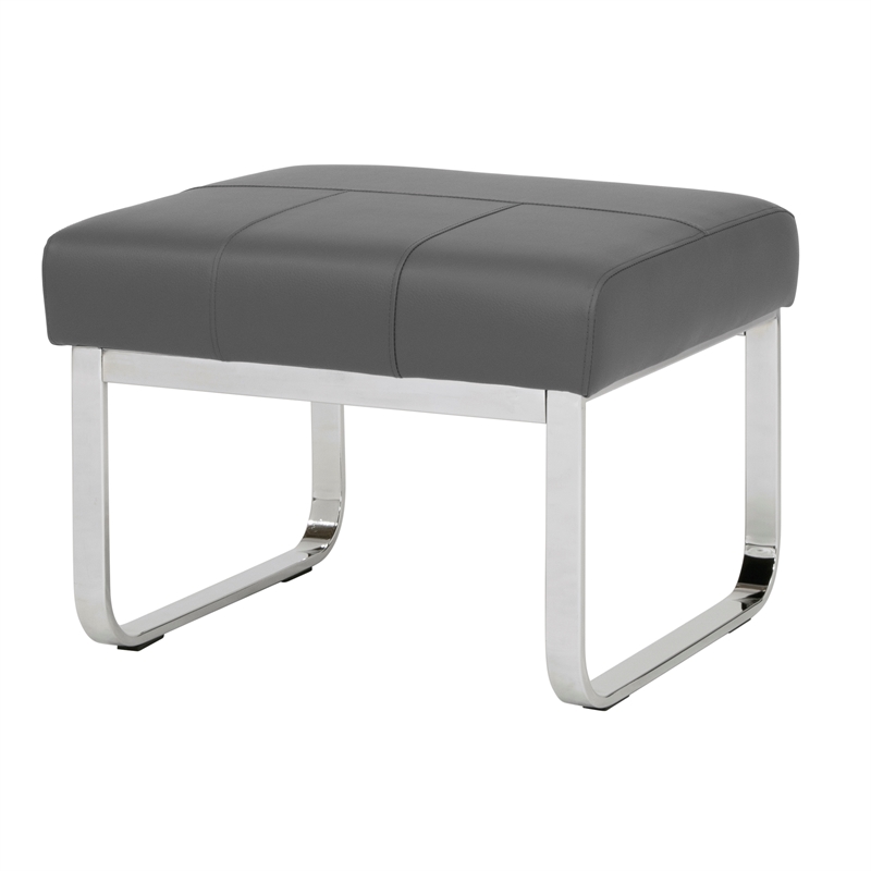 Studio Designs Home Allure Blended Leather Ottoman in Smoke Gray