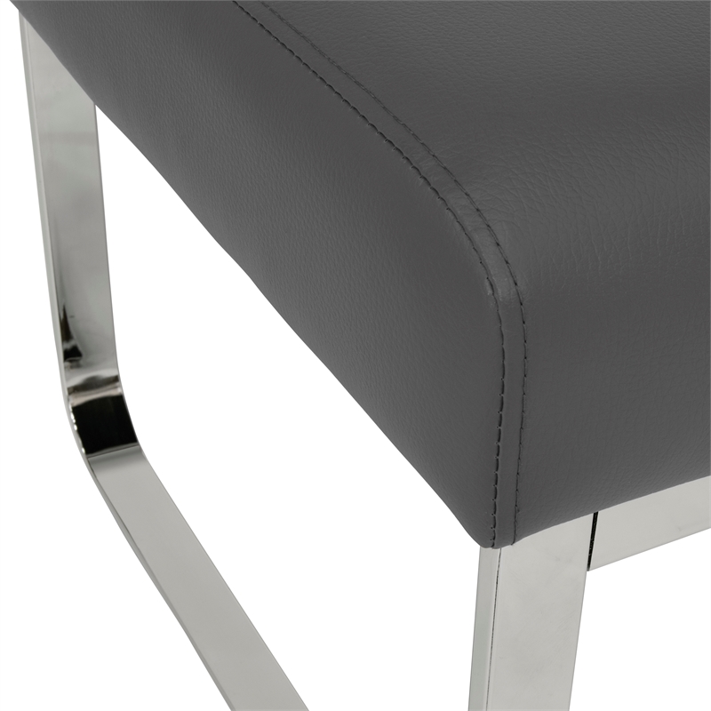 Studio Designs Home Allure Blended Leather Ottoman in Smoke Gray