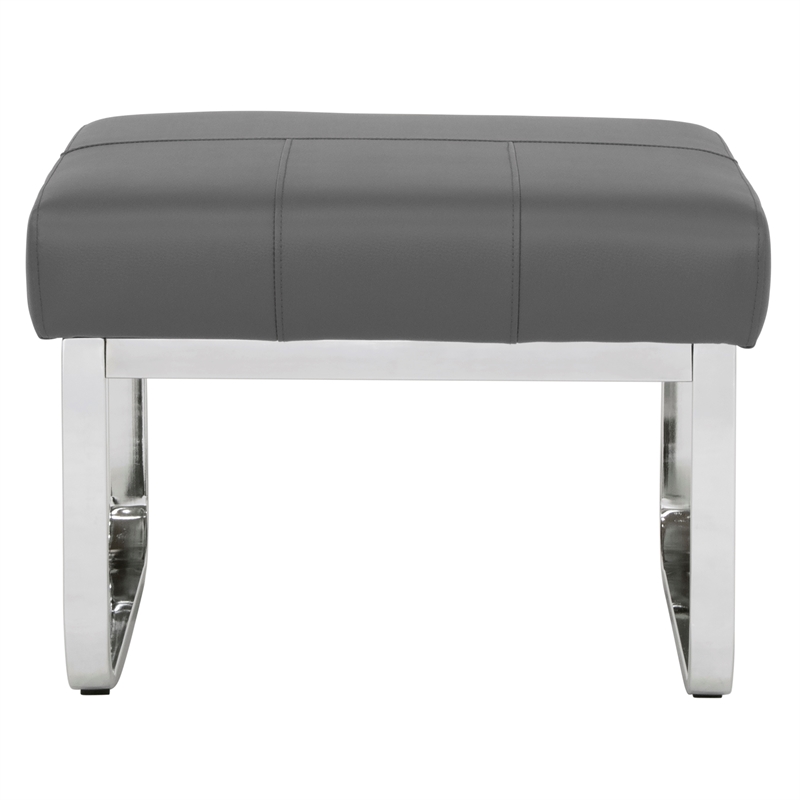 Studio Designs Home Allure Blended Leather Ottoman in Smoke Gray