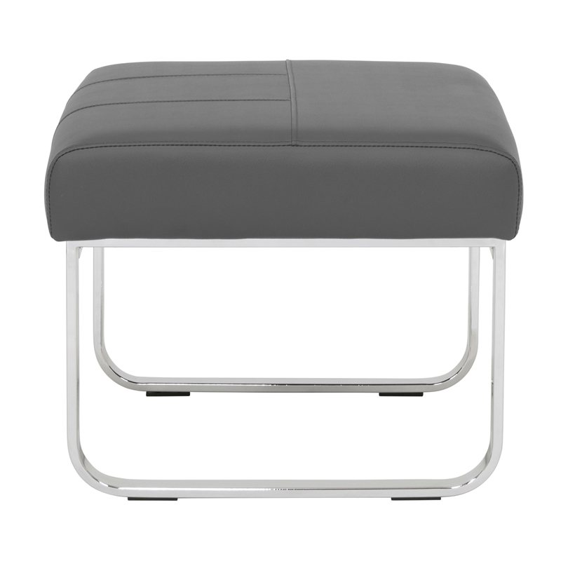 Studio Designs Home Allure Blended Leather Ottoman in Smoke Gray
