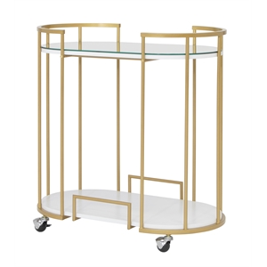 studio designs home pavillion metal 2-tier mobile bar cart in gold