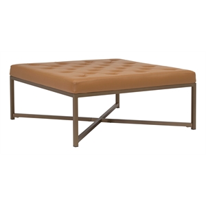 studio designs home camber modern leather cocktail ottoman in caramel brown