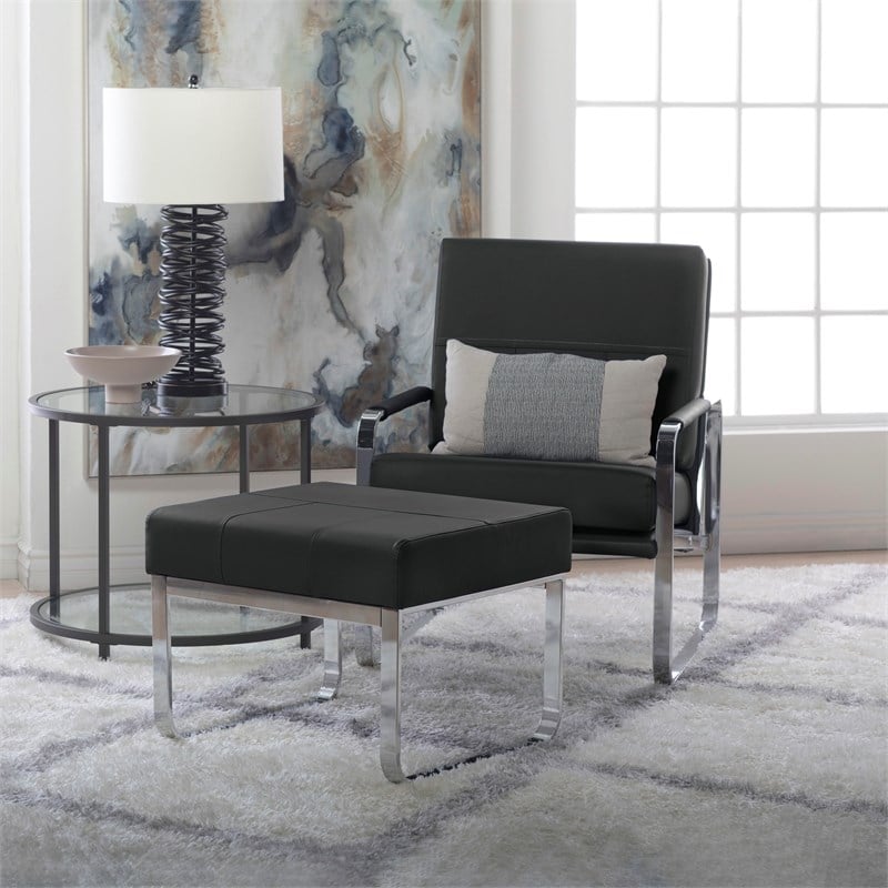 Studio Designs Home Allure Blended Leather Accent Arm Chair in Black