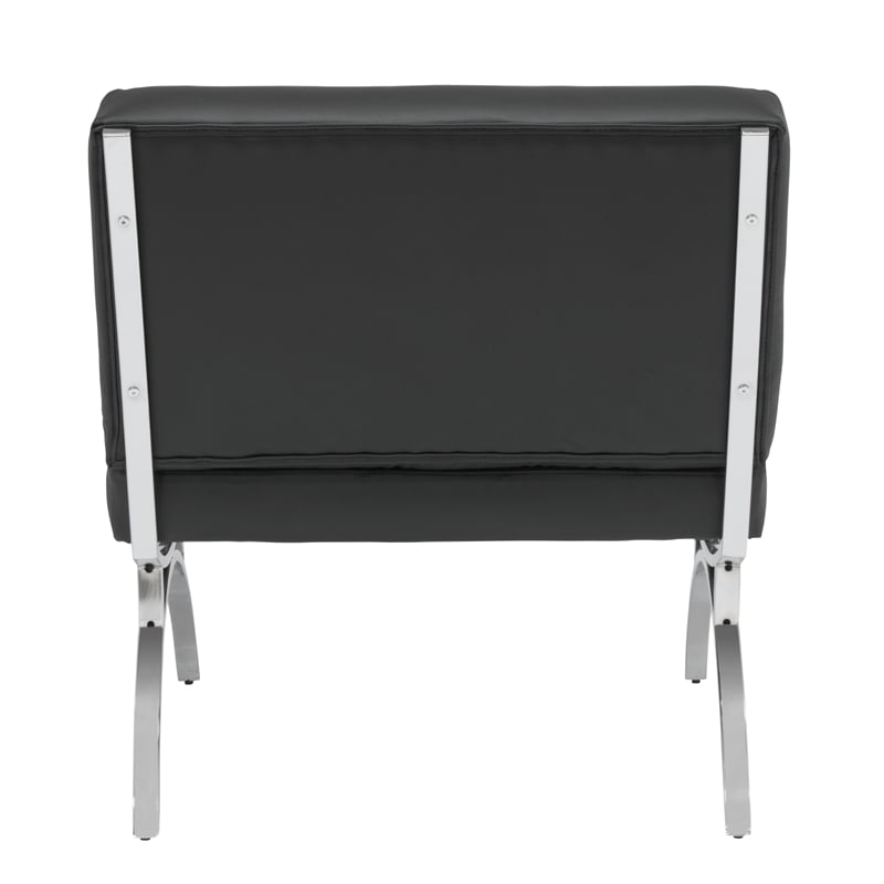 Studio Designs Home Newel Accent Chair Blended Leather and Chrome Frame / Black