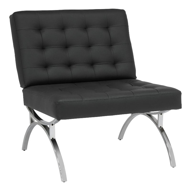 Studio Designs Home Newel Accent Chair Blended Leather and Chrome Frame / Black