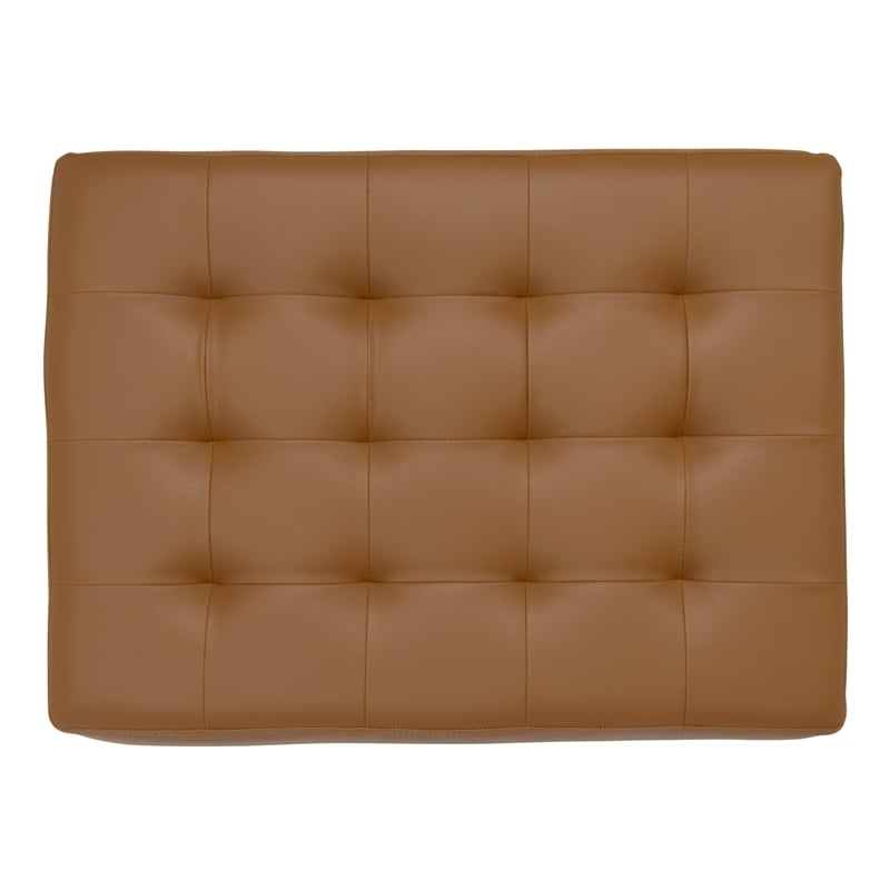 Studio Designs Home Newel Ottoman Blended Leather / Chrome Metal Frame / Caramel