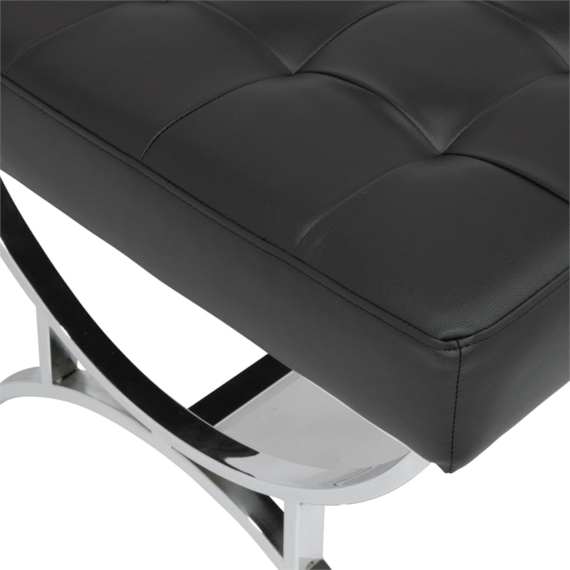 Studio Designs Home Newel Ottoman Blended Leather / Chrome Metal Frame / Black