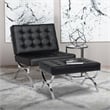 Studio Designs Home Newel Ottoman Blended Leather / Chrome Metal Frame / Black