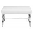 Studio Designs Home Newel Ottoman Blended Leather / Chrome Metal Frame / White