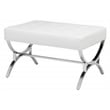Studio Designs Home Newel Ottoman Blended Leather / Chrome Metal Frame / White
