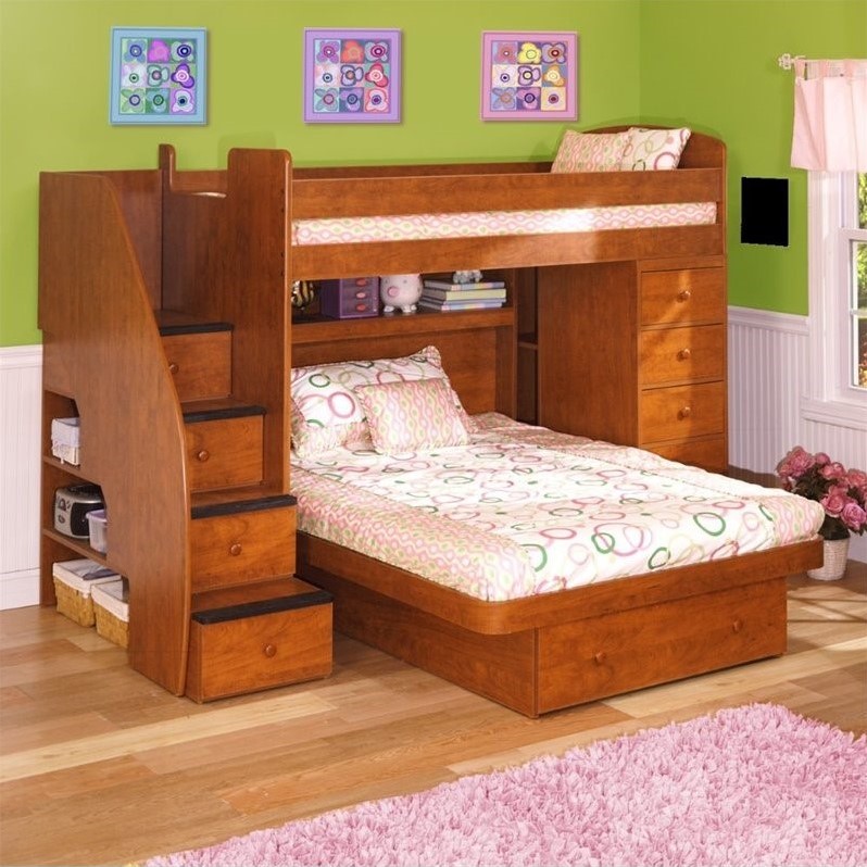 Berg Furniture Sierra Space Saver Twin over Full Loft Bed with Chest