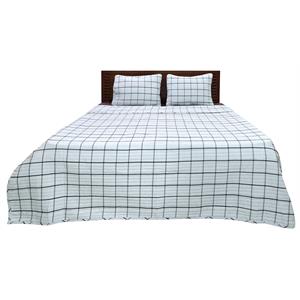 windowpane grey and black cotton twin coverlet set