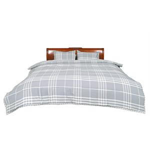 banbury plaid grey and ivory cotton queen comforter set