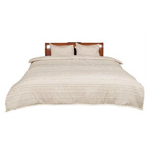 uneven stripe beige and brown cotton twin comforter set