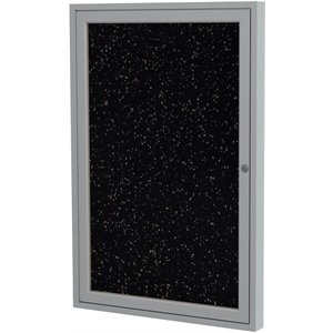 Ghent's 36&quot x 24&quot 1 Door Enclosed Rubber Bulletin Board in Speckled Tan