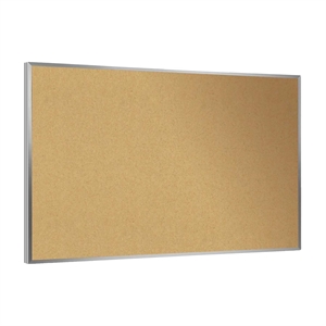 Ghent 24.0&quot x 36.0&quot Silver Aluminum Frame Natural Cork Bulletin Board