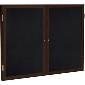 Ghent's Wood 36&quot x 48&quot 2 Door Enclosed Rubber Bulletin Board in Black