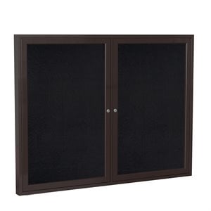 Ghent's 36&quot x 60&quot 2 Door Enclosed Rubber Bulletin Board in Black
