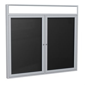 Ghent 36&quotx60&quot 2D Silver Aluminum Lit Headliner Vinyl Letterboard Black