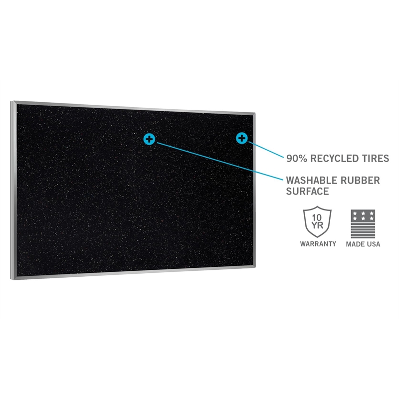 Ghent's 3' x 4' Rubber Bulletin Board with Aluminum Frame in Speckled Tan